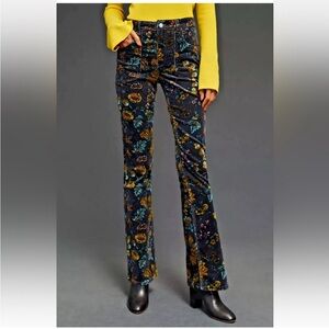 Pilcro Floral Velvet Pants - Multicolor